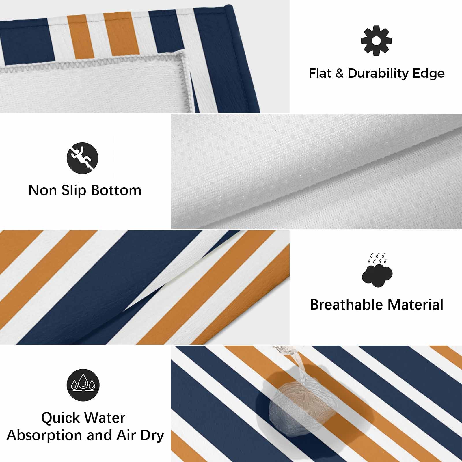 Orange Navy Blue Striped Outdoor Rug for Patio/Deck/Porch, Non-Slip Large Area Rug 5 x 7 Ft, Modern Minimalist Ombre Lines Indoor Outdoor Rugs Washable Area Rugs, Reversible Camping Rug Carpet Runner