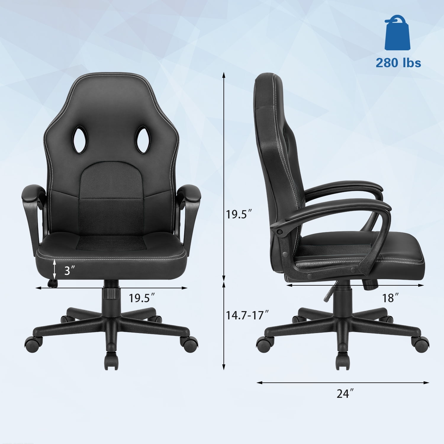 Lacoo PU Leather Gaming Computer Chair with Footrest and Lumbar Support -  The SUP Desk