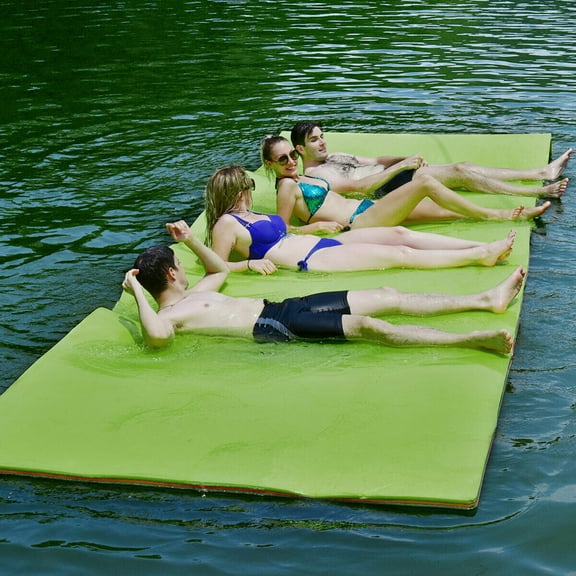 Gymax 12' x 6' Floating Water Pad Mat 3-Layer Foam Floating Island for Pool Lake Green