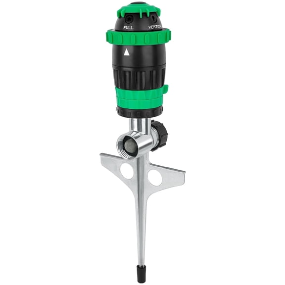 Restmo Gear Drive Sprinkler with Metal Spike Base, 5-Pattern Heavy Duty Gardening Watering System, Multi-Adjustable Lawn Sprinkle for Garden Plant, Flower Bed and Large Yard Area Watering, Green