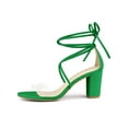 thumbnail image 7 of Unique Bargains Women's Clear Strap Block Heel Lace Up Heels Sandals, 7 of 7