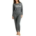 thumbnail image 2 of FAMILY PJs Sets Gray Elastic Band Graphic Long Sleeve Crew Neck T-Shirt Cuffed Everyday  Size L, 2 of 3