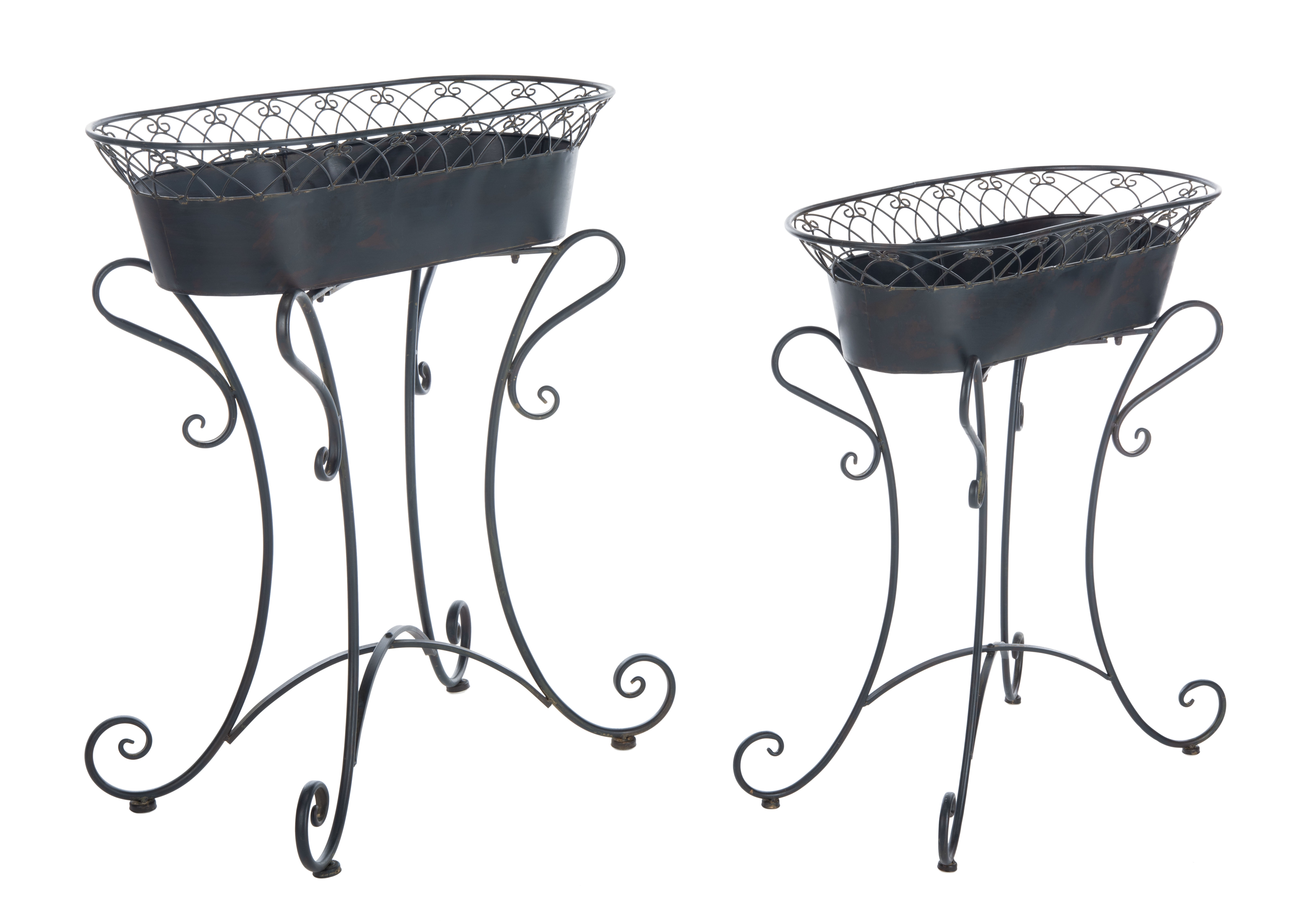 SAFAVIEH Hendrick Solid Outdoor Patio Planters, Black Rust, Set of 2