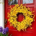thumbnail image 5 of 14-22 Inch Bright Yellow Forsythia Wreath, Artificial Spring Flower Wreath for Front Door, Easter & Mother's Day Decor, Farmhouse Porch Wreath for Wall Window Patio, Indoor Outdoor Year Round, 5 of 8