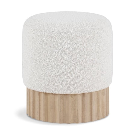 Meridian Furniture Veranda Boucle Fabric Ottoman/Stool in Cream/Natural