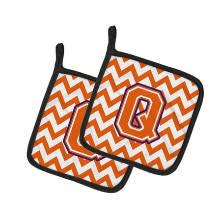 

Caroline s Treasures CJ1062-QPTHD Letter Q Chevron Orange and Regalia Pair of Pot Holders 7.5HX7.5W multicolor