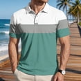 thumbnail image 2 of Uwinwear Men's Polo Shirts Striped printed Short Sleeve Casual Polo Shirts Slim Fit Golf Shirts Big and Tall Summer Outdoor Lightweight Tops,Green,S, 2 of 6