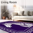 thumbnail image 2 of ODIKA 3'x5' Machine Washable Non-Slip Area Rug, Stallion Portrait with Detailed Feather and Floral Ornamentation High Traffic Rug with Pad, Purple, 744780, 2 of 8