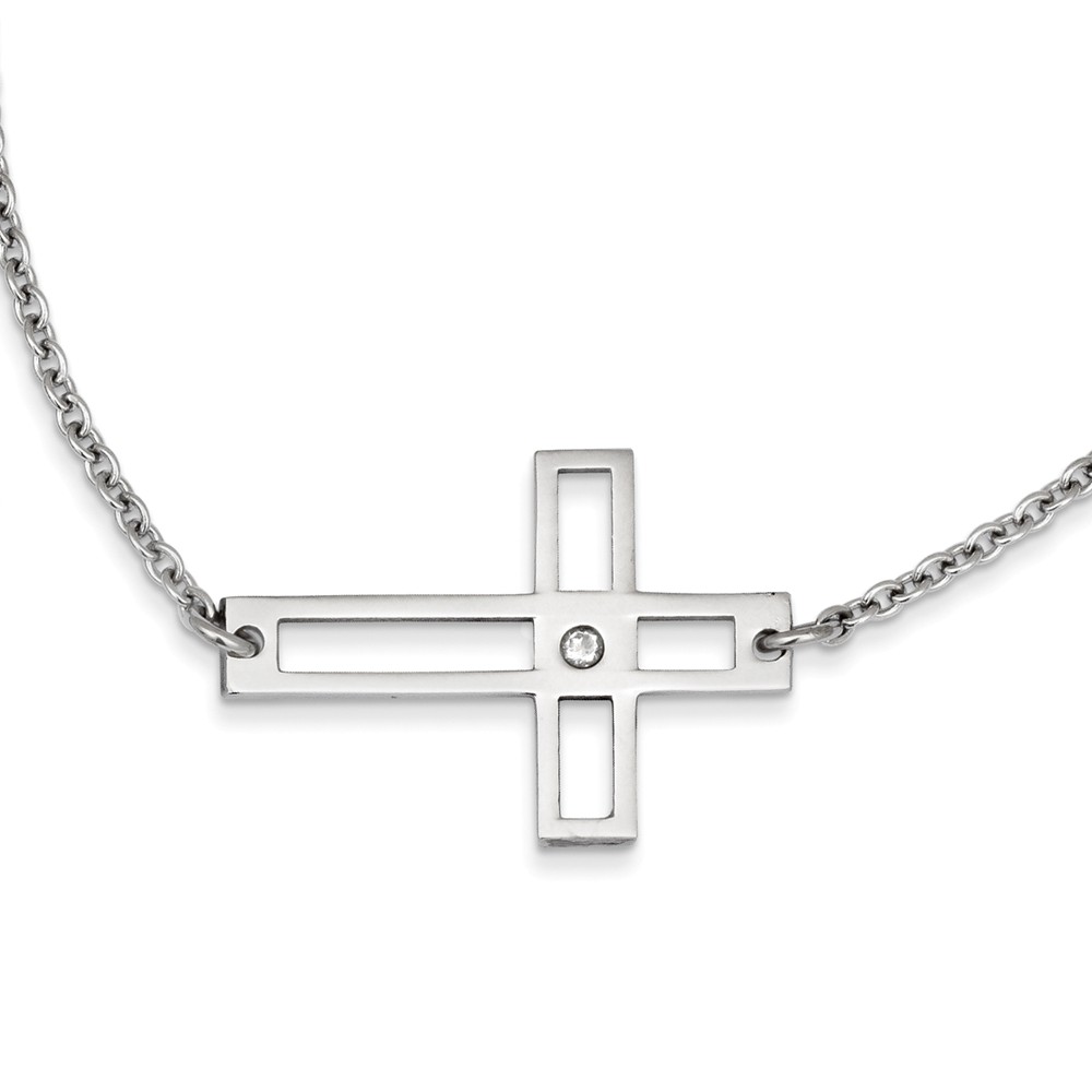 Solid Stainless Steel Red Crystal Cross Pendant Necklace Charm Chain with Secure Lobster Lock Clasp Solid Stainless Steel Red Crystal Cross Pendant Necklace Charm Chain with Secure Lobster Lock Clasp