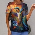 thumbnail image 6 of Flower Hummingbird Women's T-Shirt Short Sleeve T Shirts Tops Tee Ladies Loose T, 6 of 6
