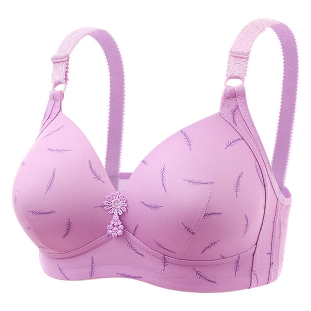 PEASKJP Supportive Bra for Women Plus Size Non-Padded Soft Full Figure Bra, Purple 36