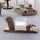 thumbnail image 2 of Organizador para condimentos de café y té con 3 compartimentos extraíbles, hecho de acrílico negros translúcido y bandeja decorativa de madera maciza, juego de 4 piezas, 2 of 7
