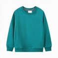 thumbnail image 2 of TOWED22 Toddler Boy Girls Long Sleeve Shirt Baby Boys Crewneck Sweatshirt Solid Color Soft Cotton Pullover Clothes(Green,7 Y), 2 of 4