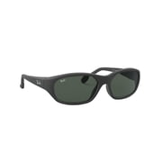 Ray-Ban Daddy-O Sunglasses, Retro Rectangle Eyeglasses with Case, Rubber Black/Dark Green, Size 59