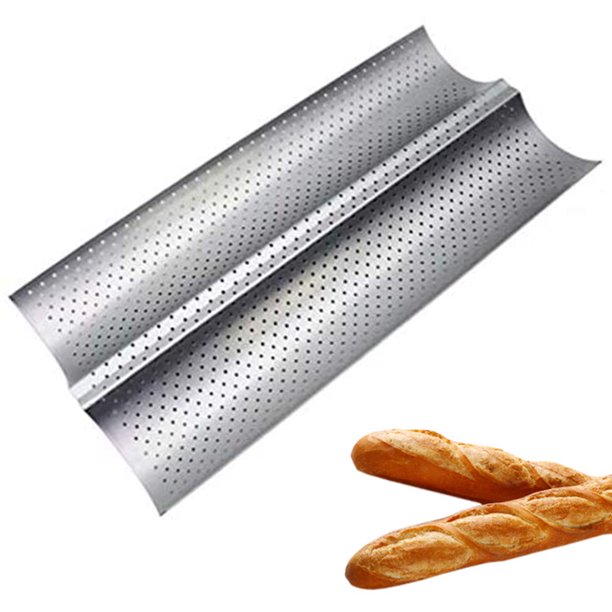 Nonstick Baguette Bread Pan, 15”x6.3” Carbon Steel Perforated French