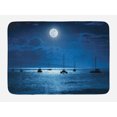 thumbnail image 1 of Ocean Bath Mat, Dramatic Photo of A Nighttime Sky Full Moon over A Calm Ocean Scene in Maui Hawaii, Non-Slip Plush Mat Bathroom Kitchen Laundry Room Decor, 29.5 X 17.5 Inches, Navy White, Ambesonne, 1 of 2
