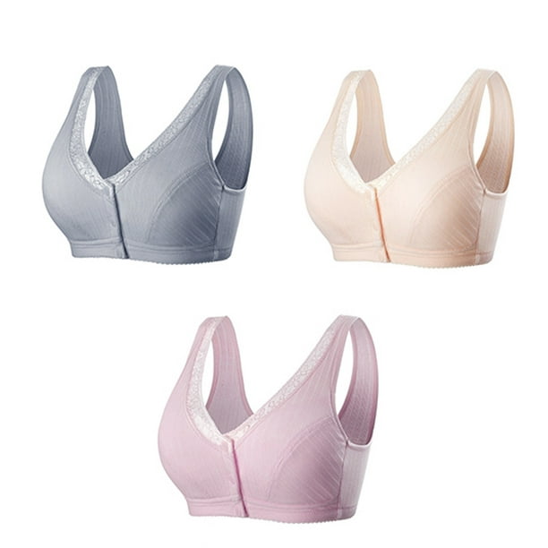 Bseka Plus Size Compression Bras For Women Post Surgery Front Closure 3Pc  Woman Sexy Ladies Bra Without Steel Rings Sexy Vest Large Size Lingerie  Underwear 