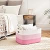thumbnail image 3 of Rectangle Woven Baskets for Storage, Laundry Basket for Decorative Nursery Blanket,Toys,Dirty Clothes and Magazine in Shelves,Baby Room,and Living Room-Pink, 3 of 6