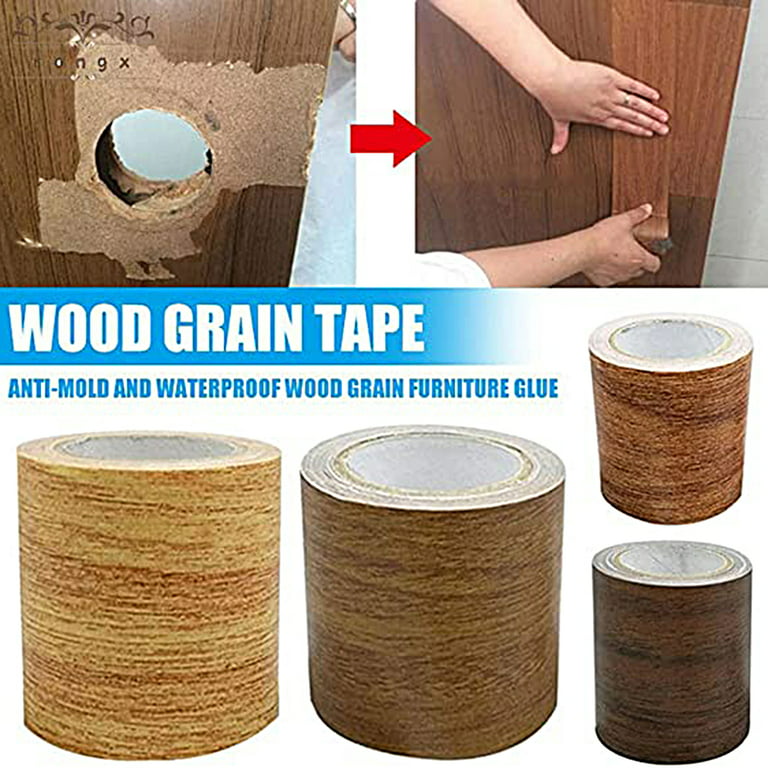 SOLUSTRE 2 Pcs Wood Grain Tape Wood Duct Tape Wood Floor Tape Door Carpet  Binding Tape Wood Colored Tape Furniture Wood Grain washi Tape red Light