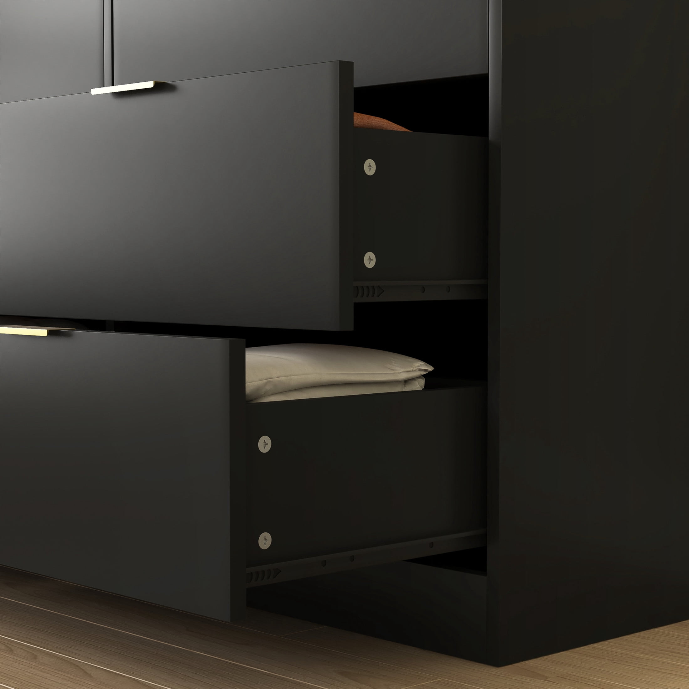 Noble House 6-Drawer Dresser, Wooden Storage Cabinet for Bedroom, Living Room, Black
