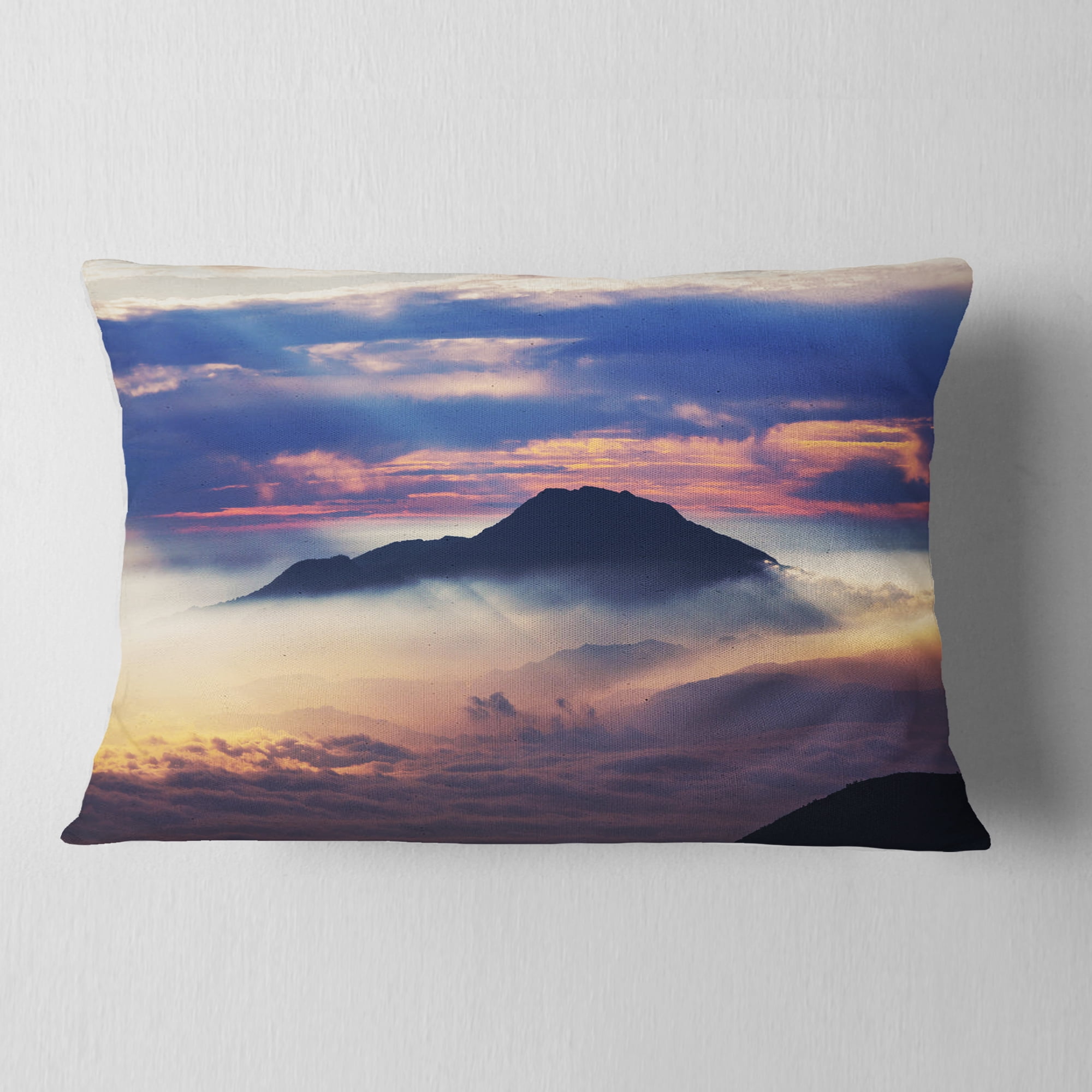 Designart 12" x 20" Blue Polyester Throw Pillow