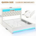 thumbnail image 2 of Queen Bed Frame with 4 Drawers & Storage Headboard, Velvet Upholstered Bed Bed Frame Queen with Charging Station and LED Light,Metal Slats, No Box Spring Needed,Creamy White, 2 of 8