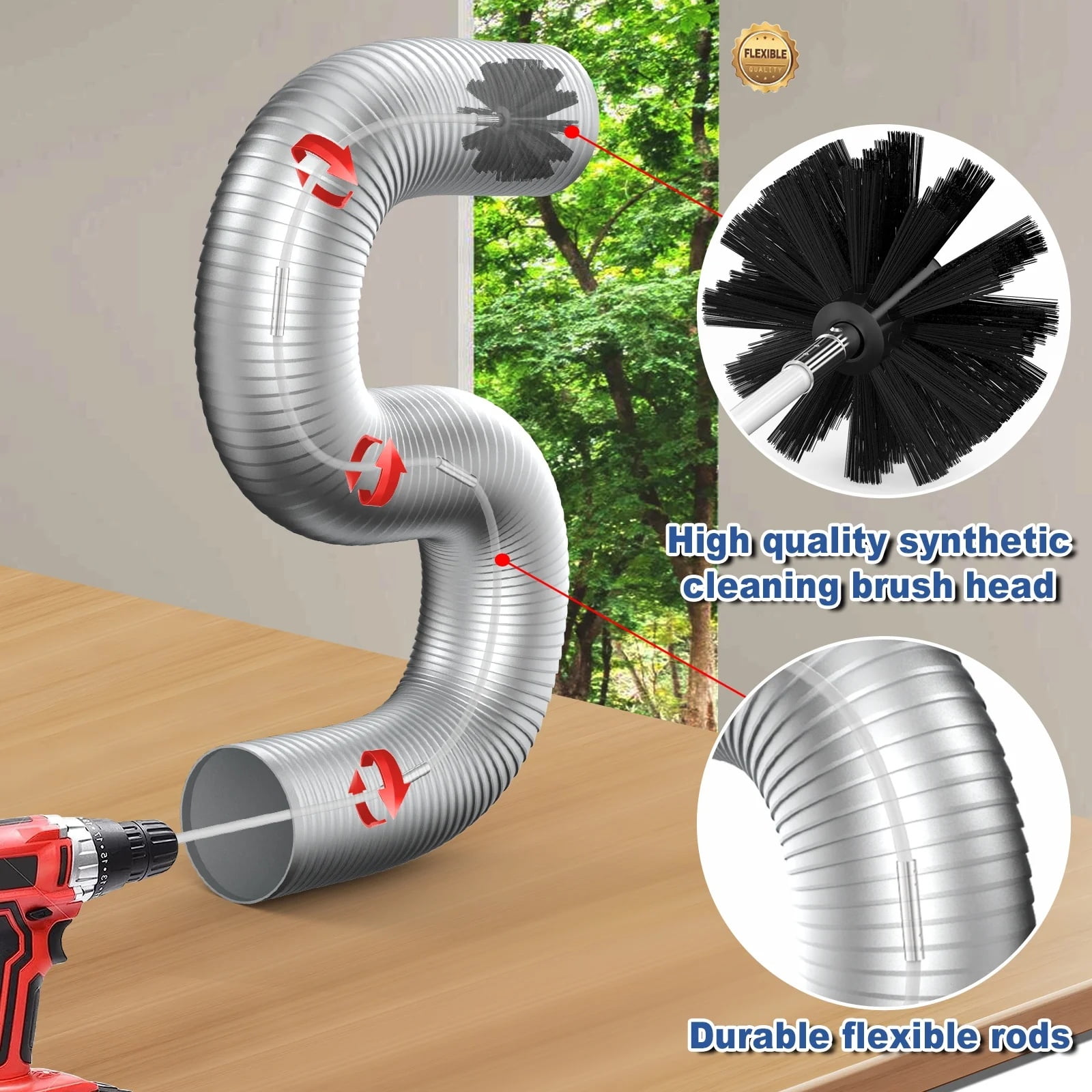 Dryer vent brush cleaner 30 ft , Dryer vent cleaning kit,Flexible Dryer vent cleaner Tool for Easy Cleaning, Lint Remover kit