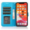 thumbnail image 5 of TOP SHE PU Leather Embossed Three Cards Folding Folio Case with Cards Holder Pocket Lanyard Anti-Scratch Shockproof Bumper Cover CaseFor iPhone 11 6.1",Blue, 5 of 7