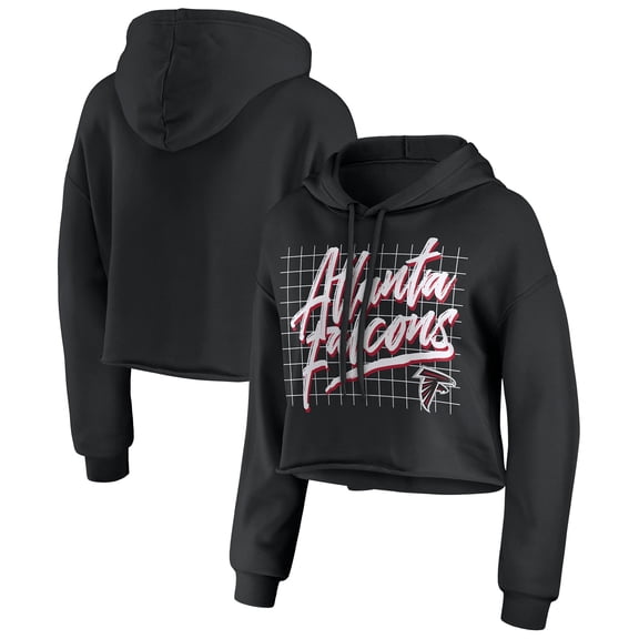 Women's WEAR by Erin Andrews Black Atlanta Falcons Domestic Cropped Pullover Hoodie