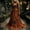 Orange, variant on Women's Halloween Dress Long Sleeve V Neck Gothic Print Maxi Dress Skeleton Rose A-Line Flowy Party Dress XS-5XL