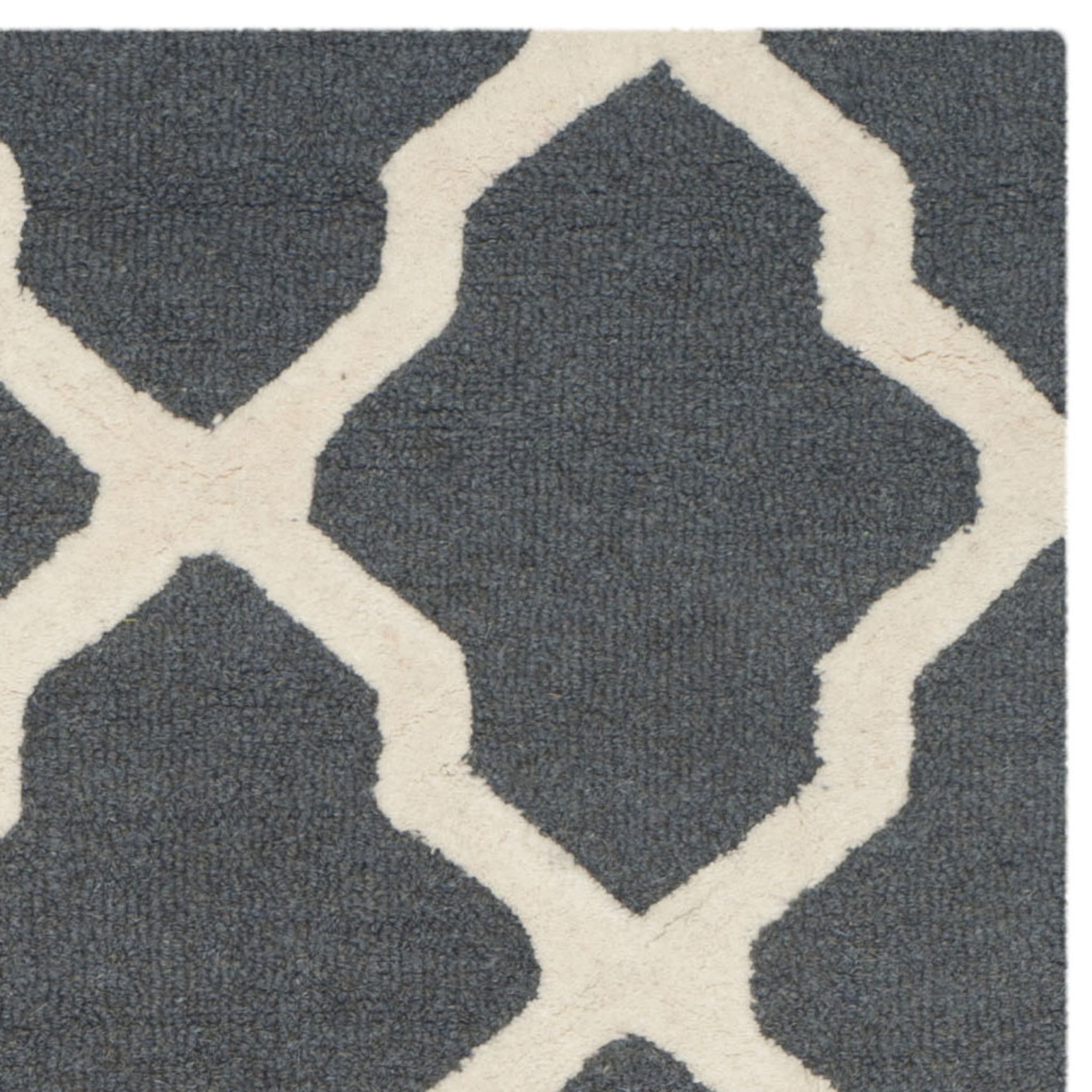 SAFAVIEH Cambridge Liam Geometric Wool Area Rug, Dark Grey/Ivory, 2'6" x 4'