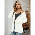 thumbnail image 2 of Chiclily Womens Lightweight Long Sleeve Cardigan Casual Flowy Soft Open Front Knit Cardigans Sweaters, White Size L, 2 of 7