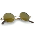 thumbnail image 4 of sunglassLA Unisex Small Retro Lennon Inspired Style Neutral-Colored Lens Round Metal Sunglasses 41mm (Gold / Amber) - 41mm, 4 of 4