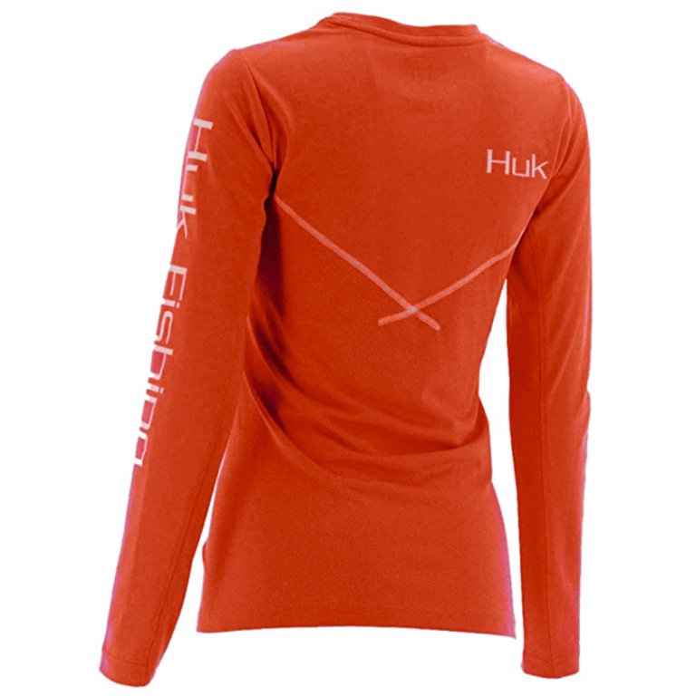 Huk Women's Icon Long Sleeve Shirt H6120018 (Coral, X-Large) 