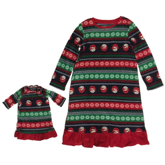 Toddler & Little Girls Blue Fleece Snowman Nightgown & Baby Doll Gown Set 3T