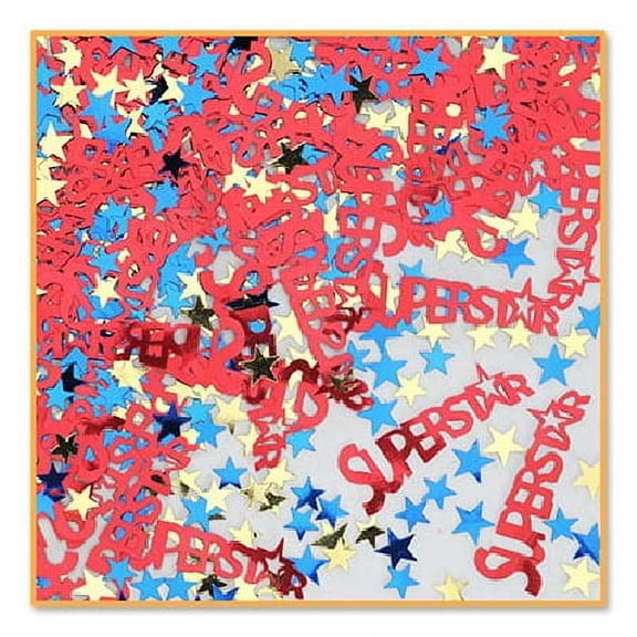 Beistle Pack of 6 Red, Blue and Gold "Superstar" Confetti Bags 0.5 oz.