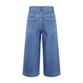 thumbnail image 6 of ZKunhua Womens High Waist Denim Wide Leg Capri Pants Casual Stretch Jean Cropped Trousers with Pockets, 6 of 8