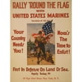 thumbnail image 3 of Sidney Riesenberg 19x24 Black Modern Framed Museum Art Print Titled - Rally ’Round the Flag with United States Marines ‘Soldiers of the Sea’ First in Defense on Land or Sea (1916), 3 of 5