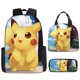 thumbnail image 1 of 3 unids/set niños Pokemon Pikachu mochila bonita estuche de lápices bolsa de almuerzo arnés de cojín de aire impermeable protección de la columna vertebral mochila escolar hola suerte  unisex, 1 of 2