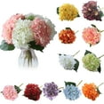 thumbnail image 4 of Artificial Hydrangea - Orange - 3Pcs 16.4In Artificial Hydrangea Silk Flowers Bouquet Faux Hydrangea Stems for Wedding Centerpieces Home Decor (White 5) - 3*Artificial Hydrangeas, 4 of 8