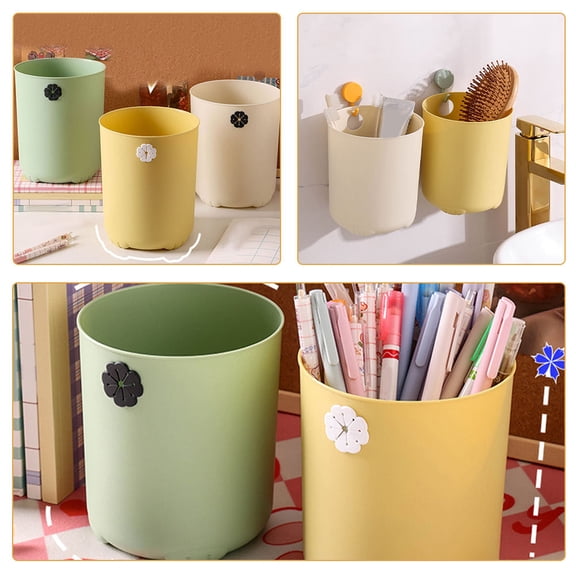 LOLIPPYY Set of 3 Tabletop Trash Cans in Assorted Colors, PP Plastic, Compact and Convenient for Home or Office