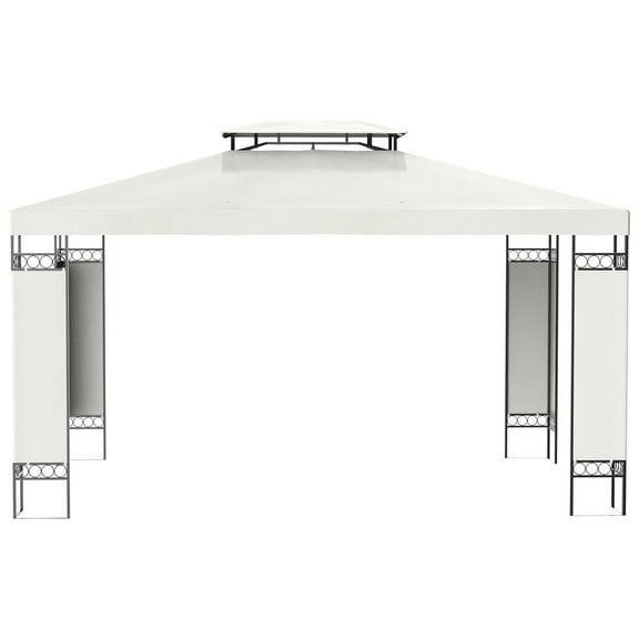 Resenkos Outdoor Garden Gazebo, Sunshade Gazebo Canopy,13' x 10' Patio Gazebo Outdoor Canopy Shelter w/ Double Vented Roof, Cream White