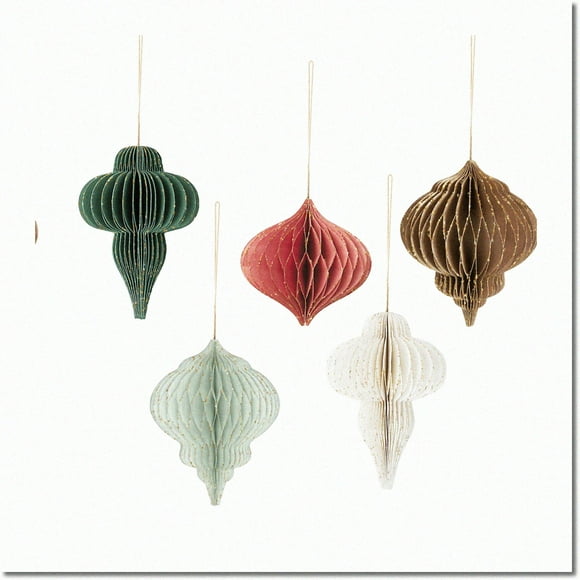 SparkleTree Party Pack - 5 Glitter Edge Honeycomb Ornaments for Tree Decorations & New Years Eve Party