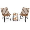 thumbnail image 2 of Costway Ensemble de Mobilier d'Extérieur 3 Pcs avec Niche pour Animal et Cadre en Métal Robuste Brun, 2 of 10