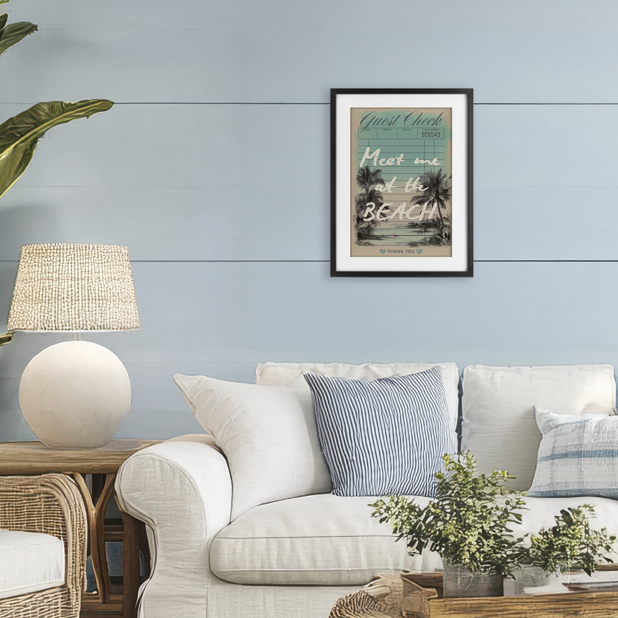 Stupell Industries Meet Me At Beach Check Black Framed Print Under Glass, design by Annabelle Hall