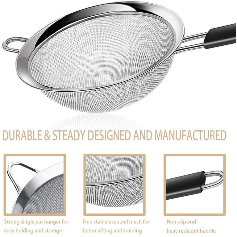 Stainless Steel 3 Pc Strainer Set - SANE - Sewing and Housewares