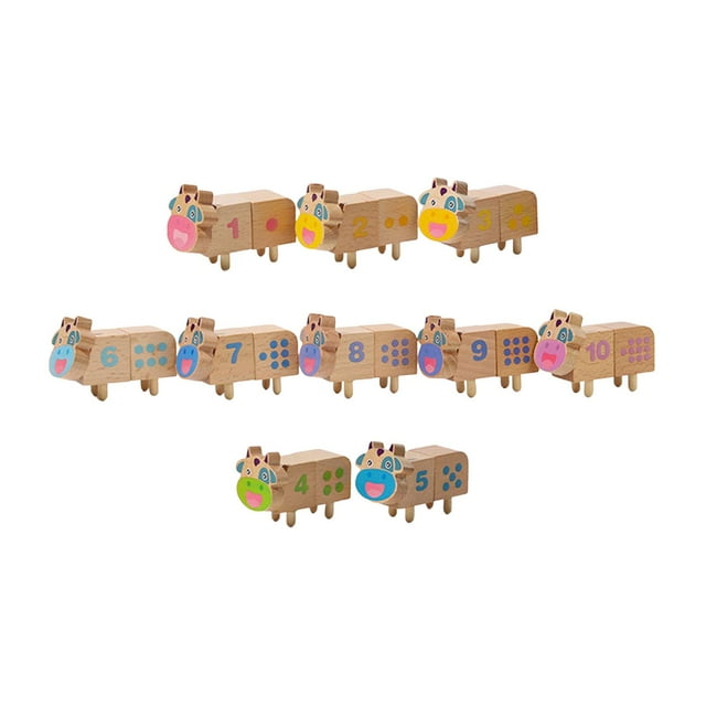 10 piezas de bloques de construcción de madera para niños pequeños Montessori Habilidad motora fina de colores, juguetes educativos de aprendizaje