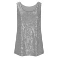 thumbnail image 5 of Sparkly Sleeveless Tank Camisole Loose Round Neck Party Tops Color: Grey Size: S, 5 of 7