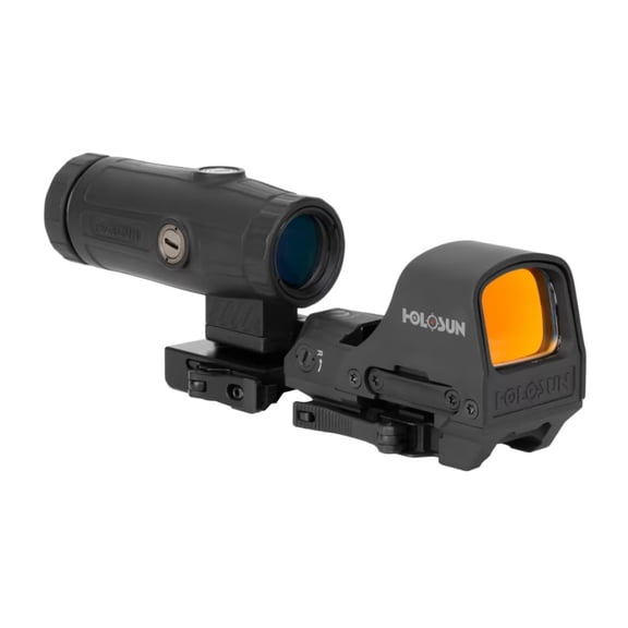 Holosun HS510C-GR & HM3X Open Reflex Sight and 3X Magnifier Combo, Green Multi-Reticle, QD Mount, Titanium Hood, Hard Case (HE510C-GR-HM3X)