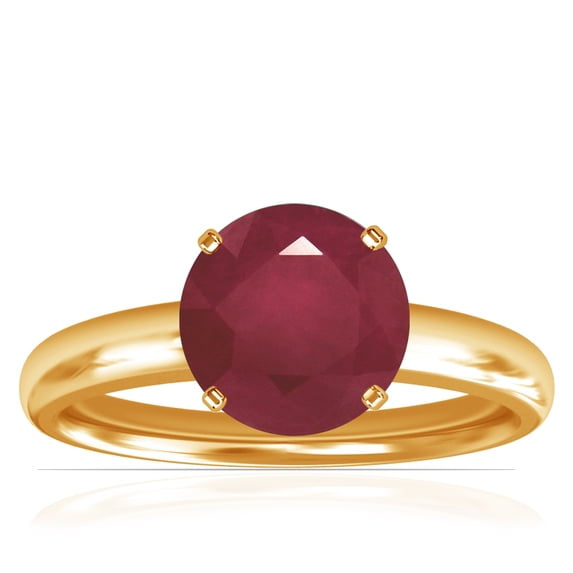 GemsNY July Birthstone - Traditional Round Ruby Solitaire Ring (Grade - A | 1.55cts.)